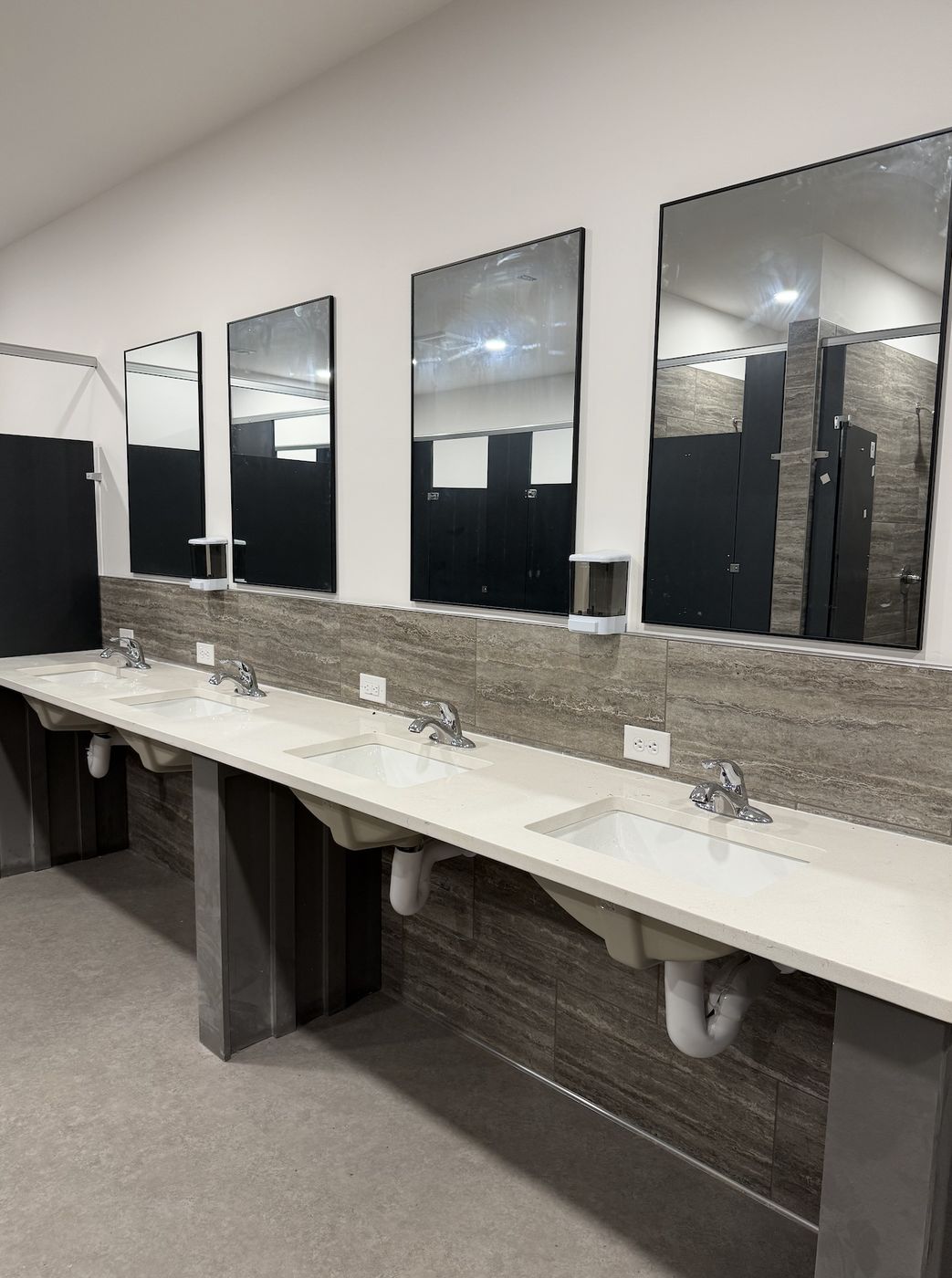 Bath house vanity with four sinks