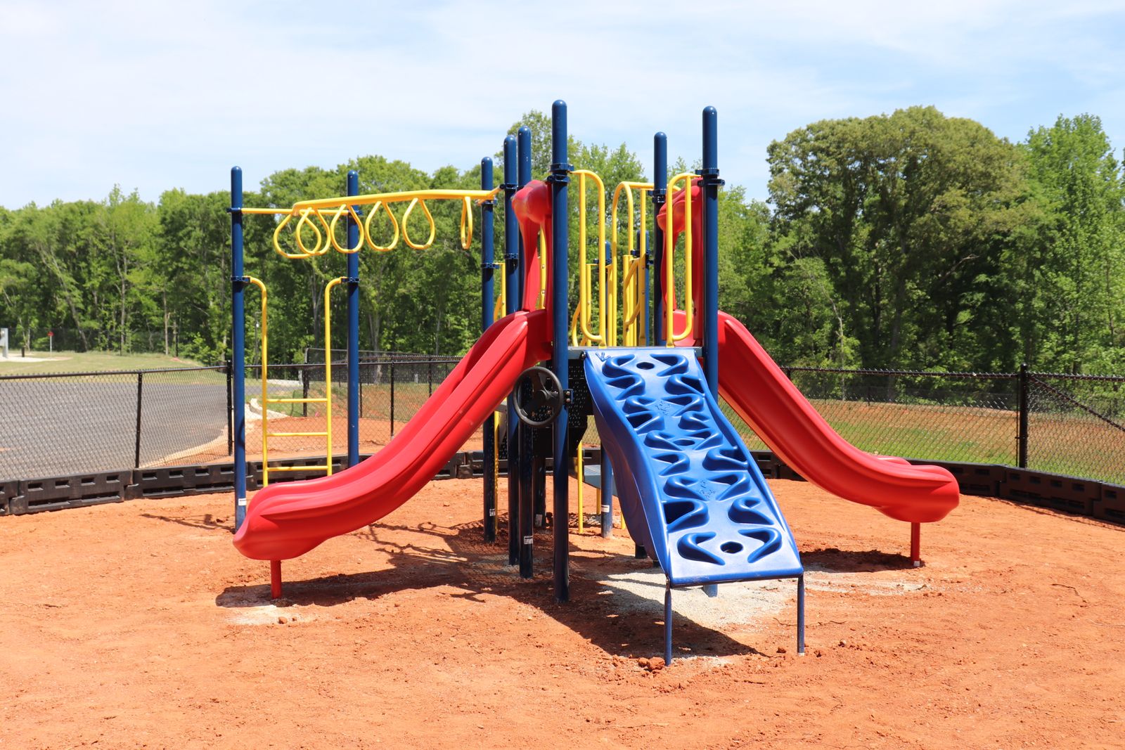 Playground with slides and monkey bars